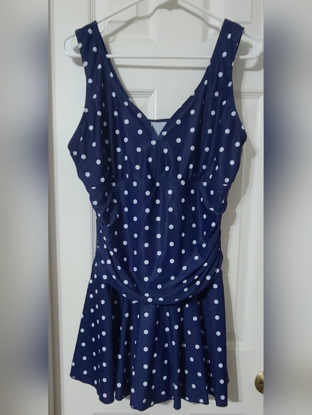 Navy Blue Polka Dot Sleeveless Dress